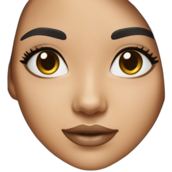 Girl with light skin tone black straight hair cat eye mold on right cheek emoji