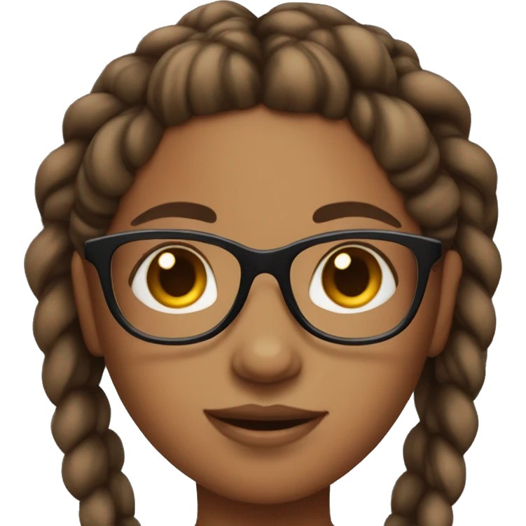 Cute brown skin girl with braids and clear glasses  emoji