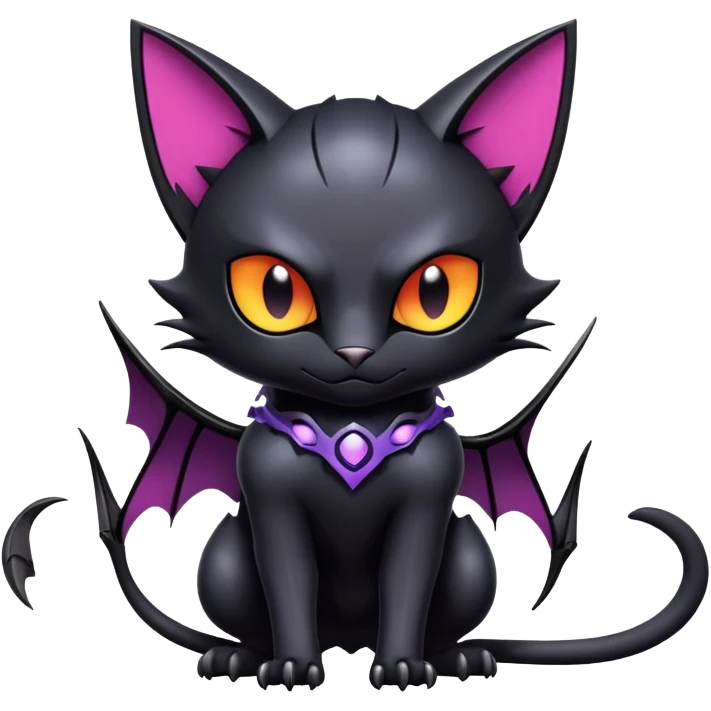 Futuristic black bat-cat-Litten-Noibat-Fakémon-hybrid-creature (full body) emoji