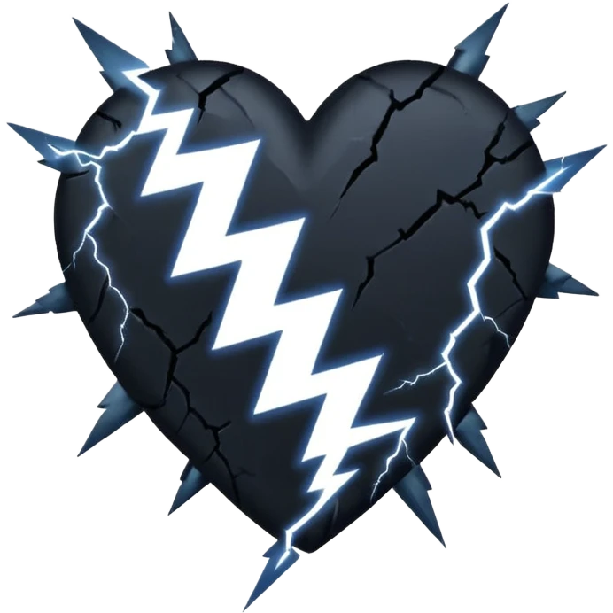 emo heart with night sky and lightning emoji