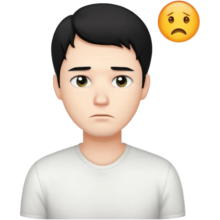 Tired man black hair emoji