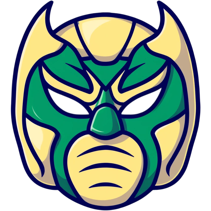 forest green, cream, and Carolina blue luchador mask emoji