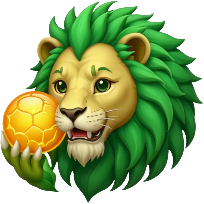Alchemist style green lion devouring sun emoji