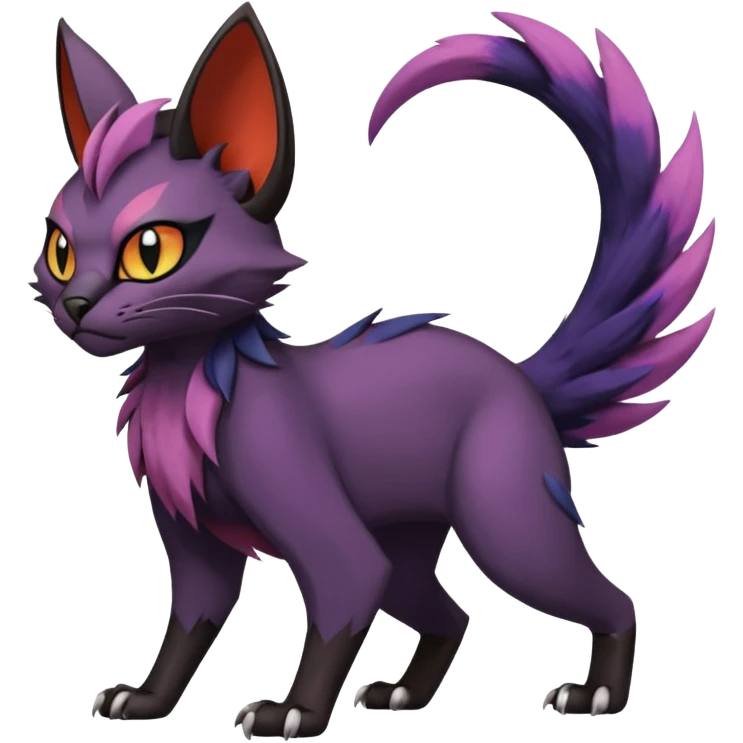 Black edgy Noivern-Noibat-Purloin-Torracat-Lykoi-Caracal-cat-Fakemon-fusion-hybrid-creature emoji