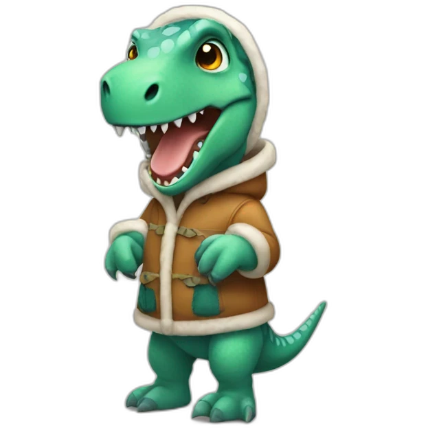 dinosaur wearing eskimo outfit emoji