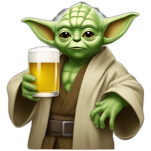 Maître yoda avec une bière emoji