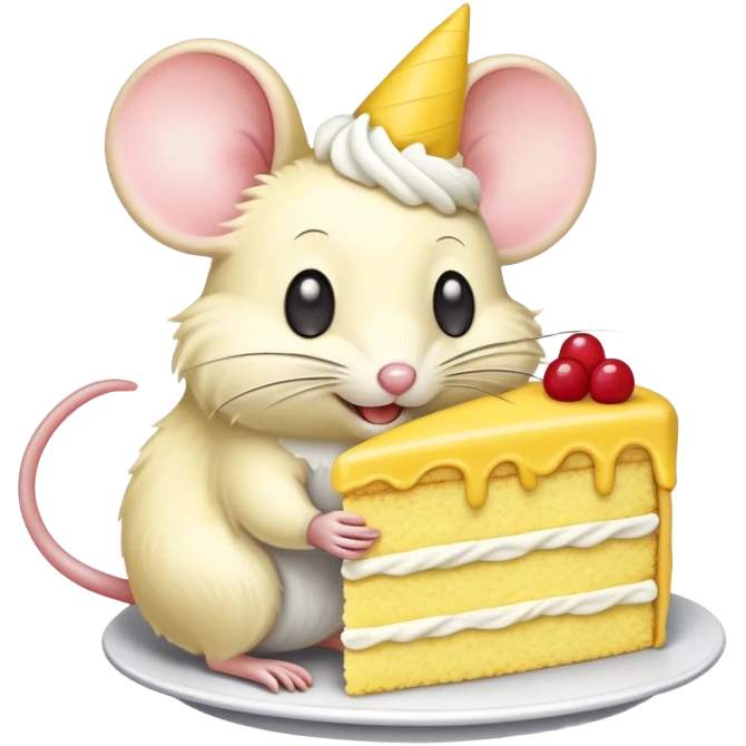 mouse eating yellow cake emoji
