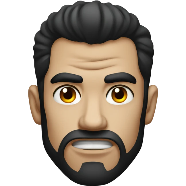 dark haired tattoo guy looking angry emoji