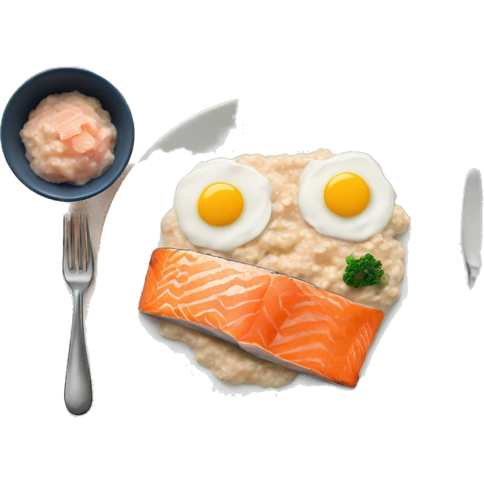 Breakfast plate salmon with porridge  emoji