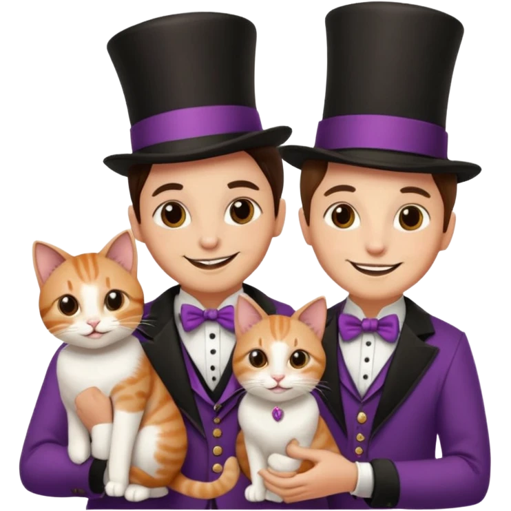 magician couple and their pet cat emoji