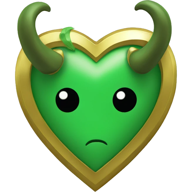 A Loki green heart with gold edges and horns  emoji