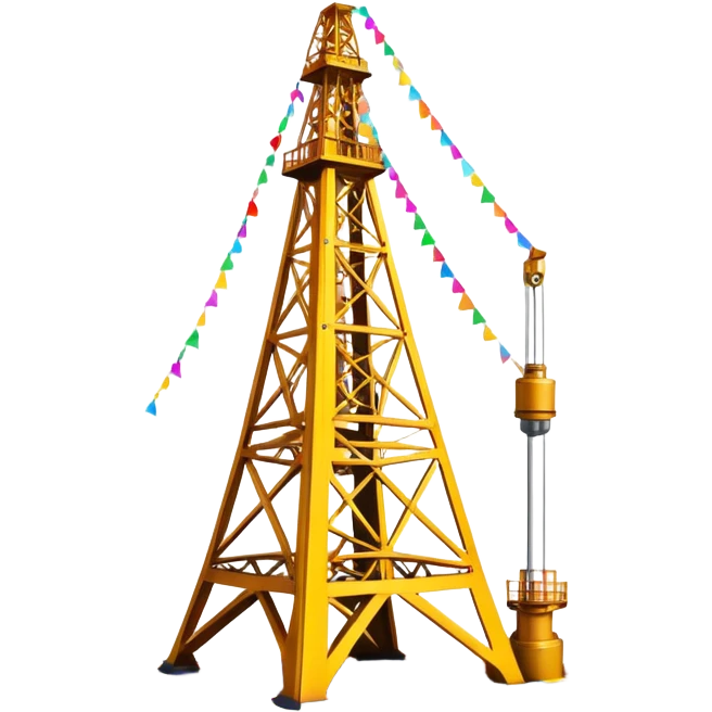Oil derrick with confetti emoji