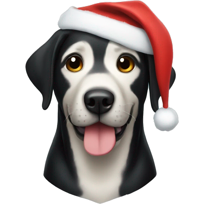 Black lab wearing a Santa hat  emoji