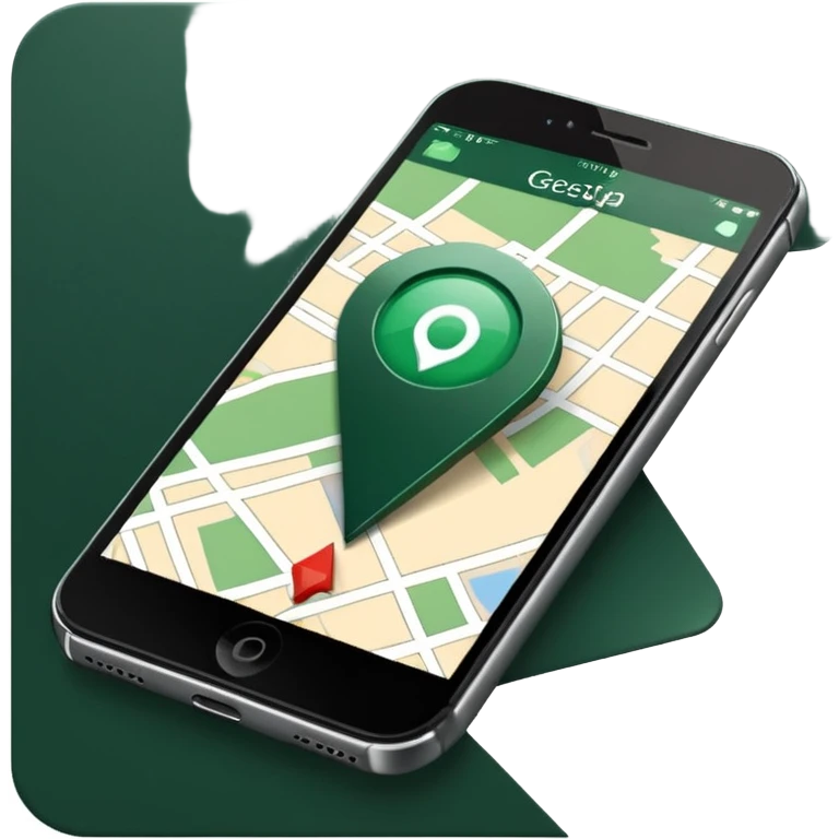 dark green geotag pointing to map on dark green iphone display emoji
