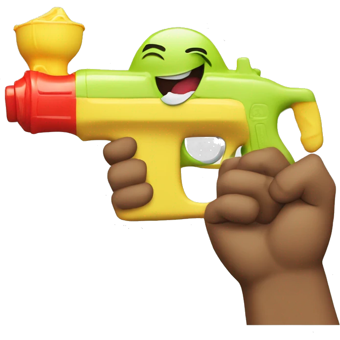 a face with the hand in mouth that tell you to be sillend and a watergun compined emoji
