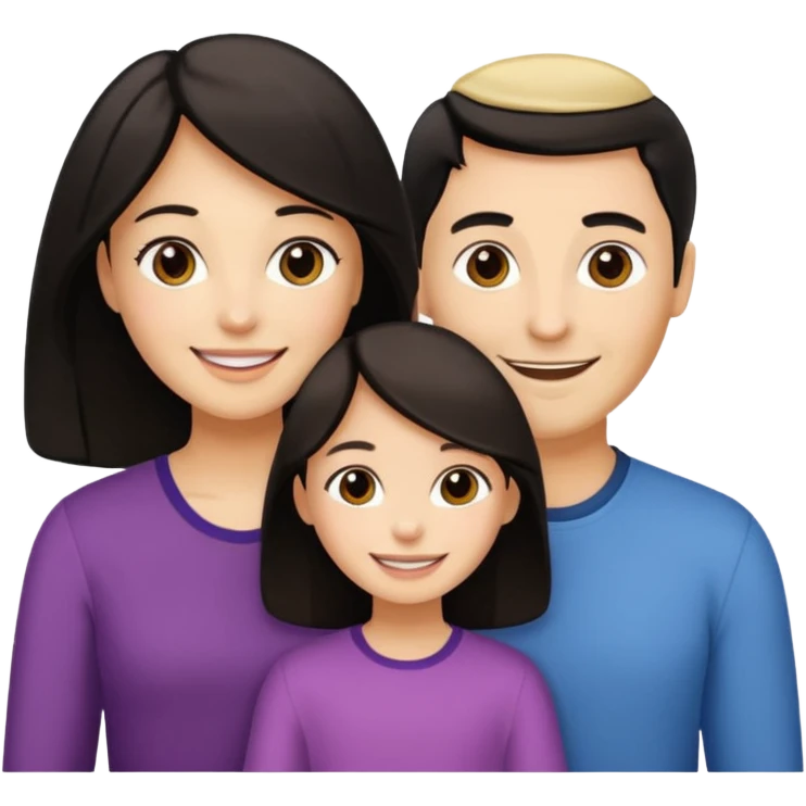 Familia : Hombre pelo oscuro, Mujer pelo oscuro, hija mayor pelo mono , hija menor pelo oscuro. emoji