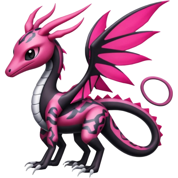 Magenta, black and white Meloetta-Flygon-Gorebyss-Salandit-Salazzle-Pokémon-Fakémon-creature-fusion-hybrid emoji