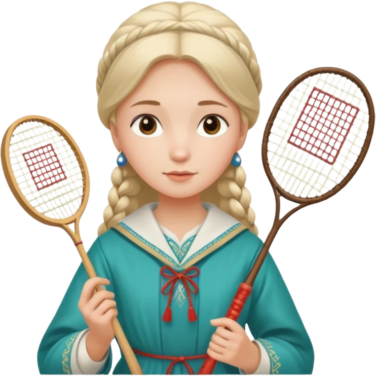 ancient russia girl with 1 badminton racket emoji