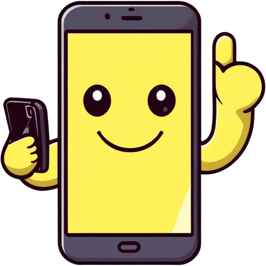 playful smiley face character using Snapchat app on phone emoji