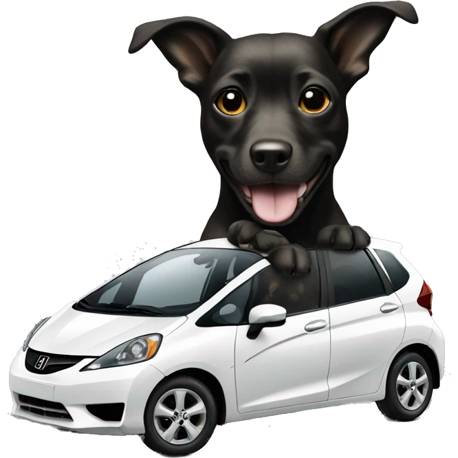 dog driving 2013 black honda jazz emoji