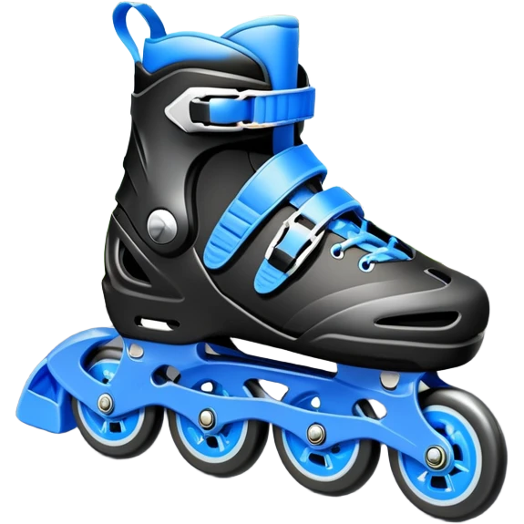 An icon showing a close-up of inline rollerblades resting on smooth asphalt in a park. The background features trees, grass, and a clear sky, with the vibrant green landscape creating a serene outdoor vibe. The skates' wheels are highlighted against the pavement. Transparent background  emoji