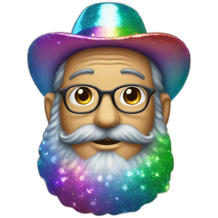 Glittering rainbow rabbi emoji