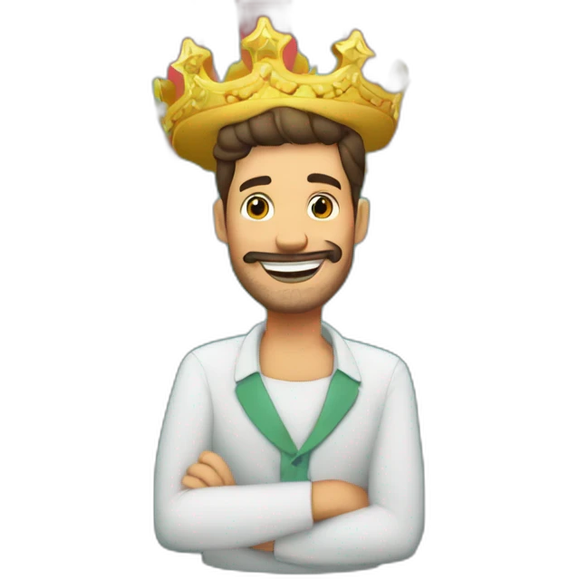 hombre feliz corona agarrando mucho dinero emoji