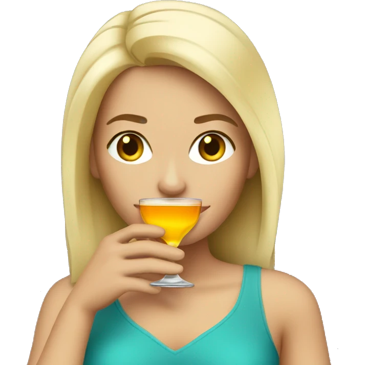 Blonde woman with drink emoji