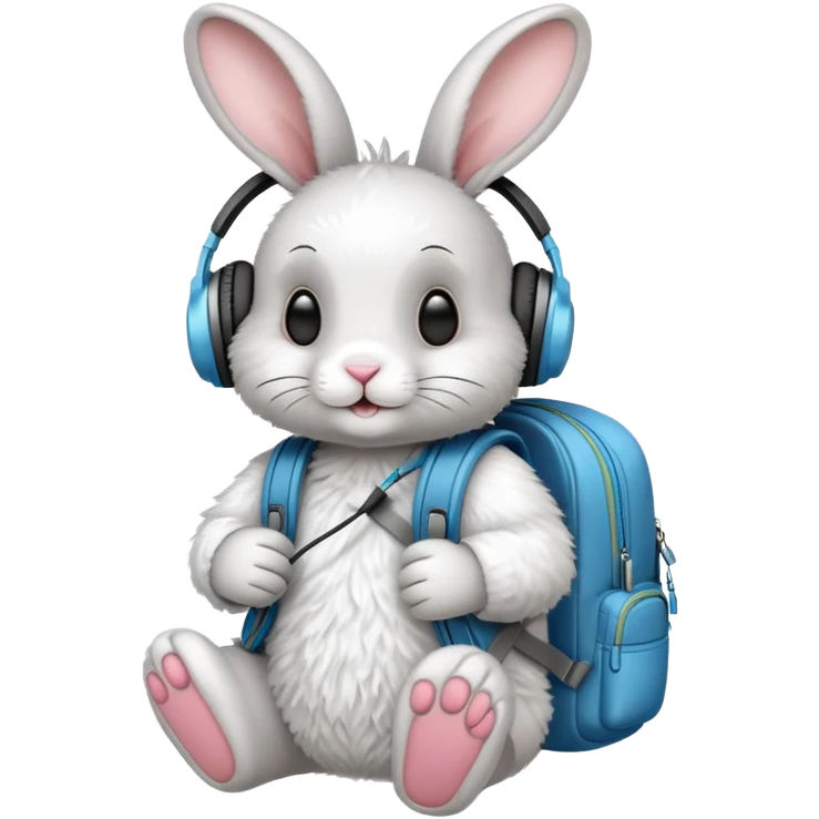 rabbit with headphones and backpack emoji