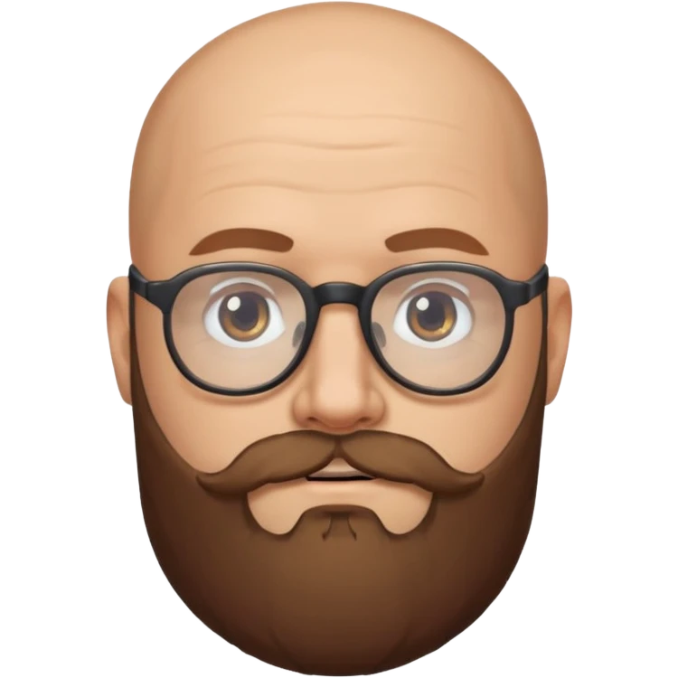 Homme chauve barbe et lunettes  emoji