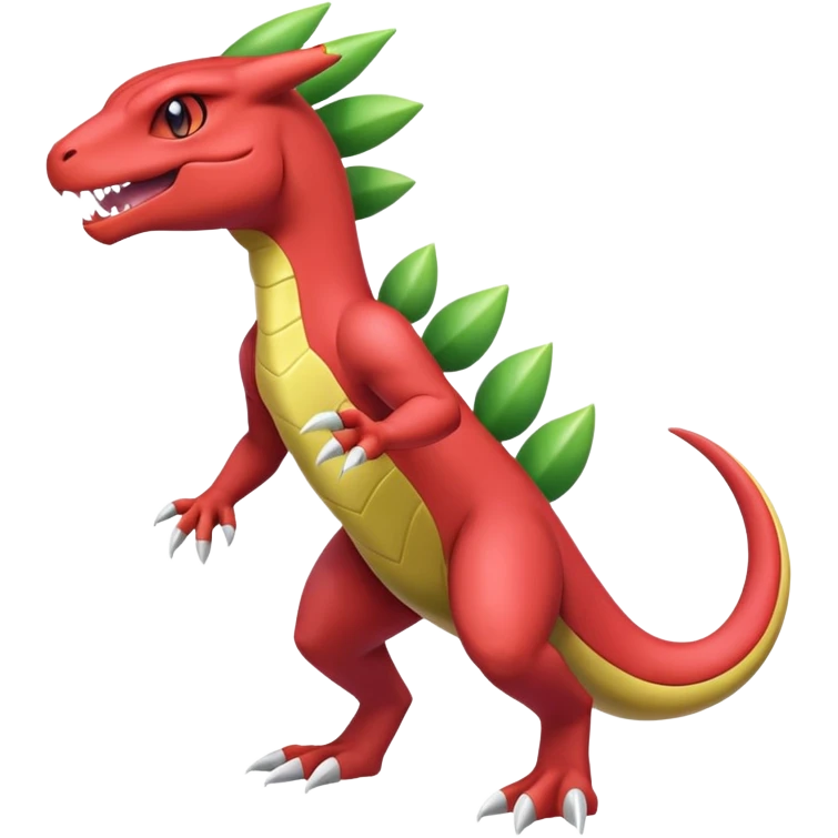Shiny Aural Charmeleon-Inteleon-Sceptile-Greninja-Fakémon-fusion (full body) emoji
