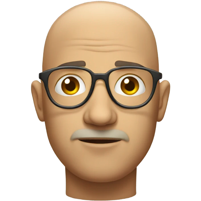 bald man with glasses indoors frowning emoji