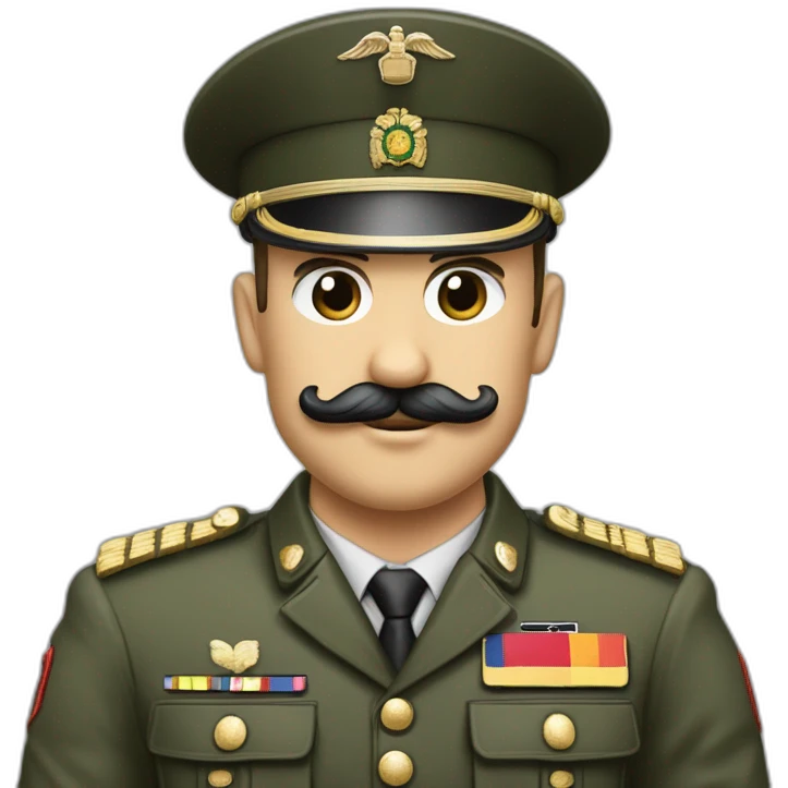 Militaire allemand portant une petite moustache et coiffé avec les cheveux plaqué emoji