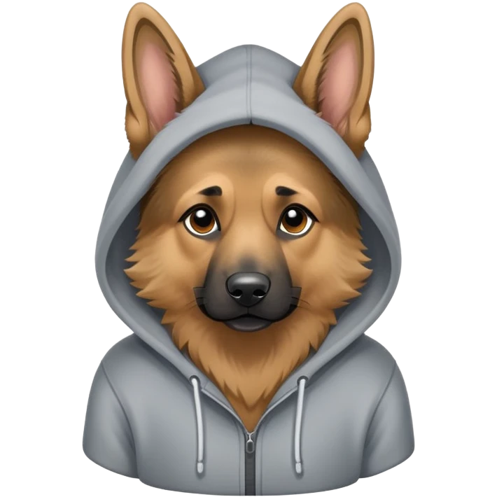 Germen Shepard weaing a gray hoodie  emoji