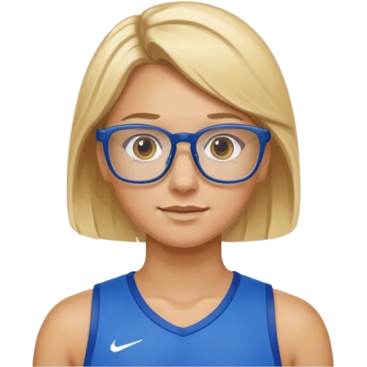 Blonde Athlete with Glasses – Blonde hair, blue sports jersey.

 emoji