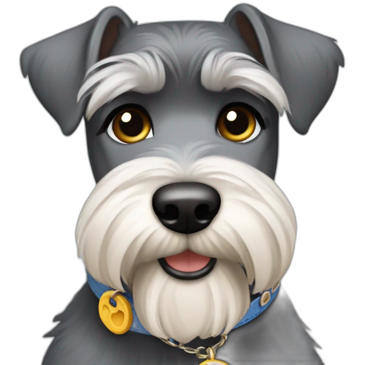 Schnauzer con nombre TEO en su collar emoji