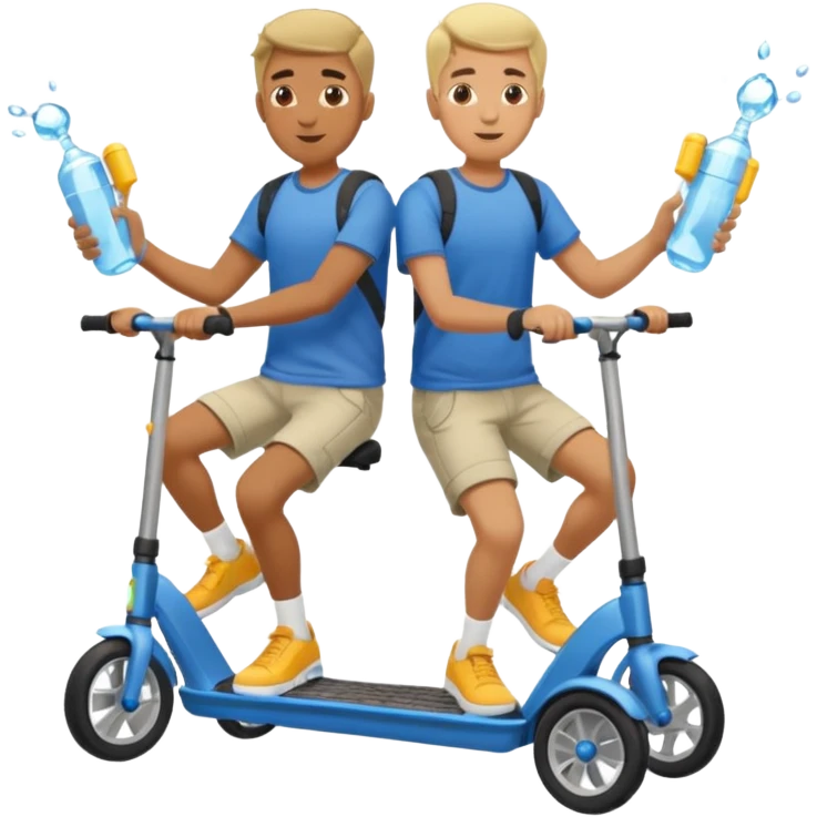 2 men on mobility scooters with water pistols emoji