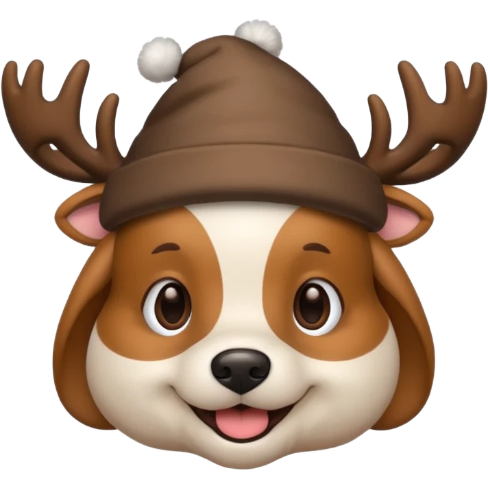 Dog in new yaer deer hat emoji