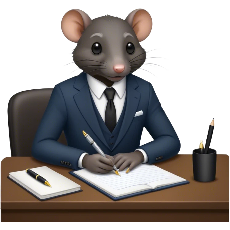 Black skin rat in a suit taking notes emoji