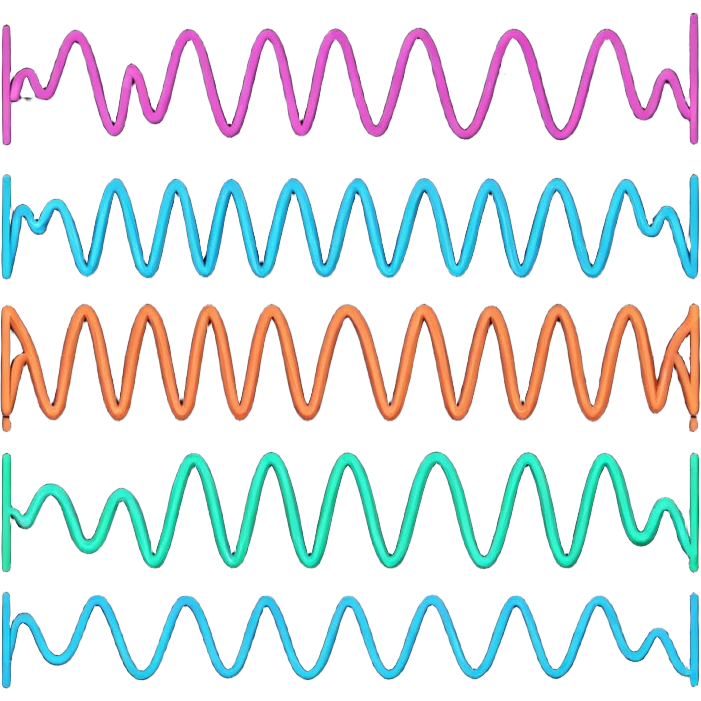 Emoji kit of all emotions being done like An oscilloscope, animated emoji