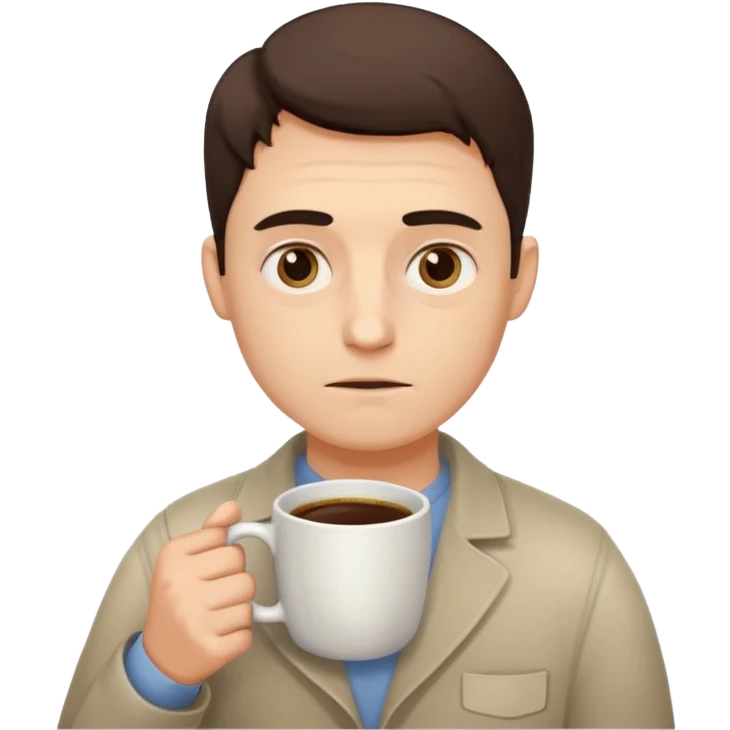 tired programmer with dark circles under his eyes drinks coffee holding a mug emoji