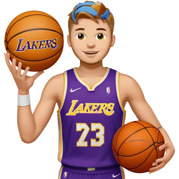 Luka doncic in Lakers uniform with basketball emoji