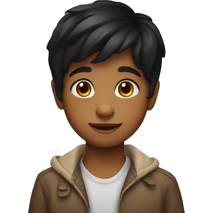 black hair india kid emoji