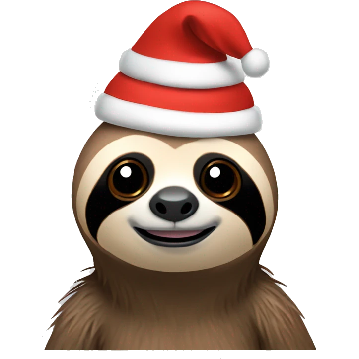 Sloth with Christmas hat emoji