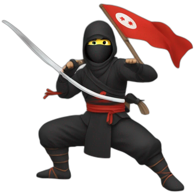 Ninja qui tien le drapeaux de la turquie emoji