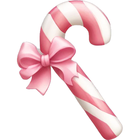 light pink and white candy cane with a bow emoji