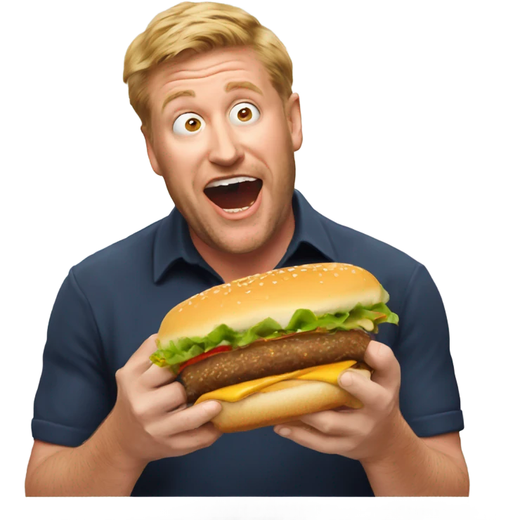 Dave O'Neil (australian comedian) eating a burger emoji