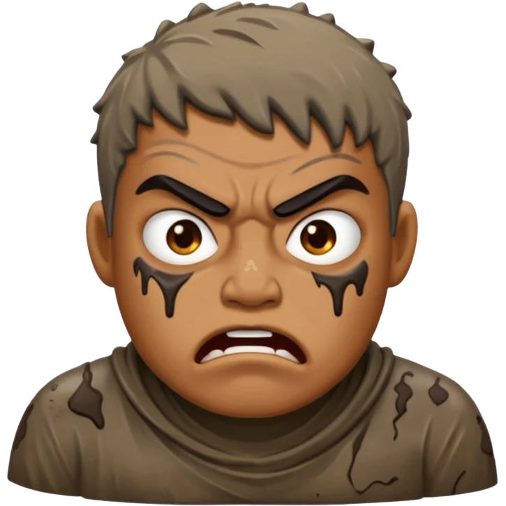 Rahjeed covered in dirty chunky mud angry emoji