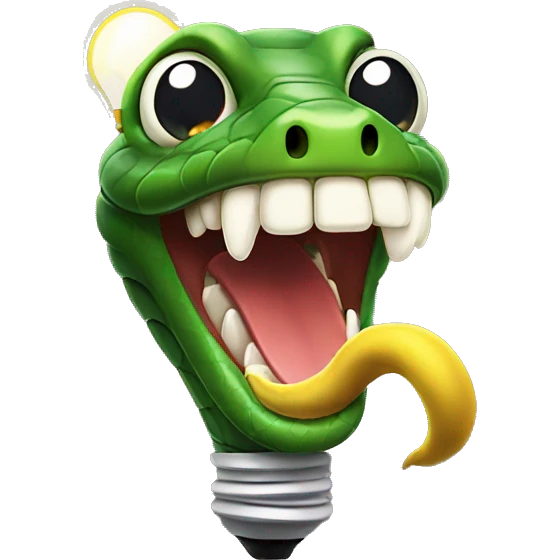 Snake with a lightbulb in its mouth emoji