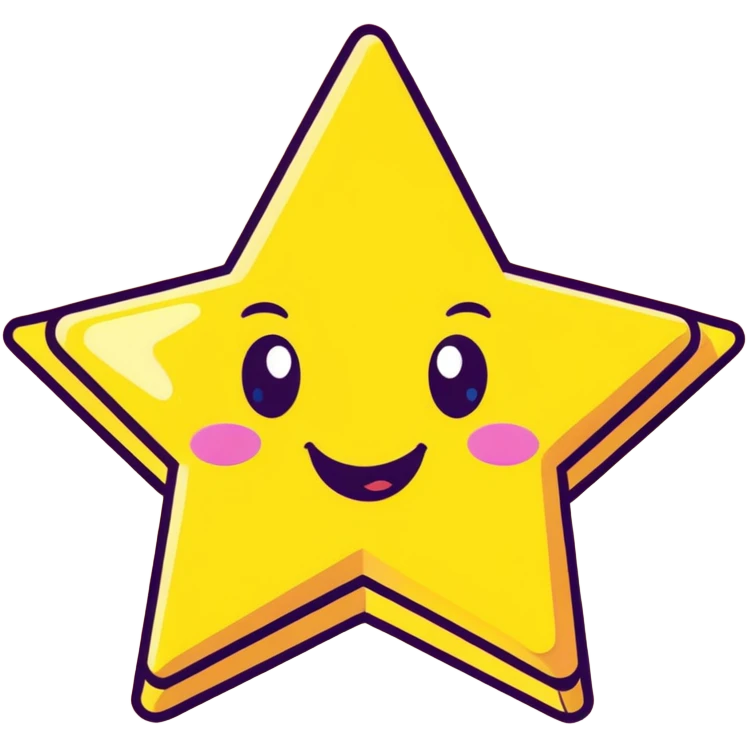 3D golden star with extra glitter and sparkle, smiling face, cartoon icon style, Pixar-inspired lighting, pastel yellow background emoji